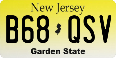 NJ license plate B68QSV