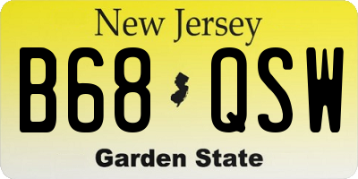 NJ license plate B68QSW