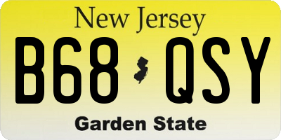 NJ license plate B68QSY