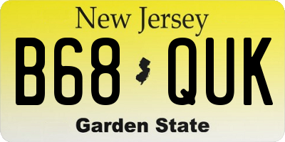 NJ license plate B68QUK