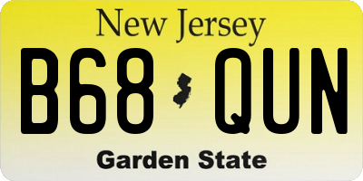 NJ license plate B68QUN