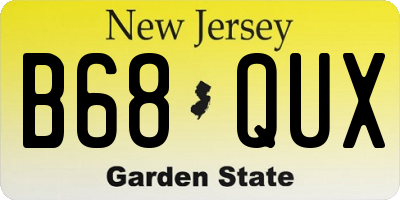 NJ license plate B68QUX