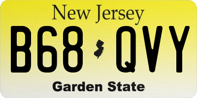 NJ license plate B68QVY