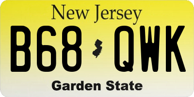 NJ license plate B68QWK