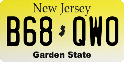 NJ license plate B68QWO