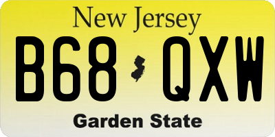 NJ license plate B68QXW