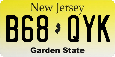 NJ license plate B68QYK