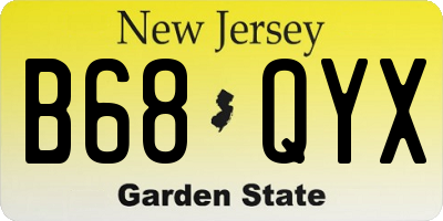 NJ license plate B68QYX
