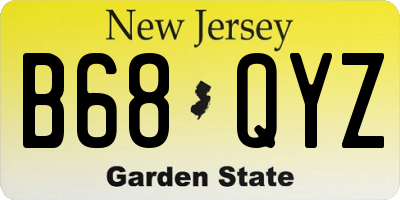 NJ license plate B68QYZ