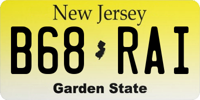 NJ license plate B68RAI