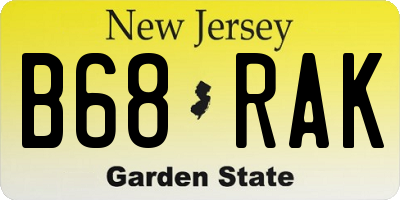 NJ license plate B68RAK