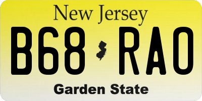NJ license plate B68RAO