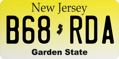 NJ license plate B68RDA