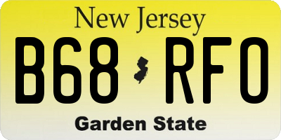 NJ license plate B68RFO
