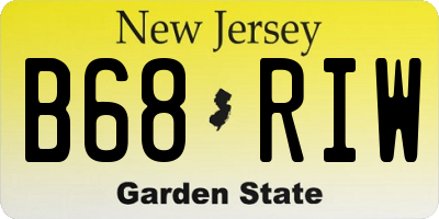 NJ license plate B68RIW