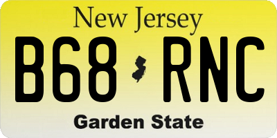 NJ license plate B68RNC