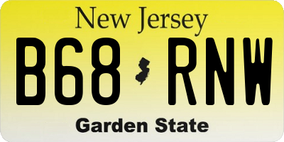 NJ license plate B68RNW