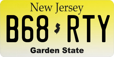 NJ license plate B68RTY