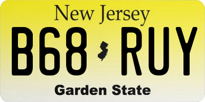 NJ license plate B68RUY