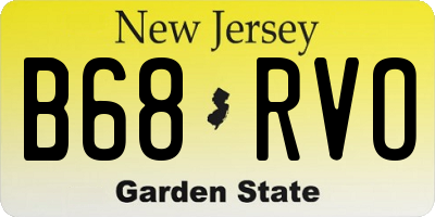 NJ license plate B68RVO