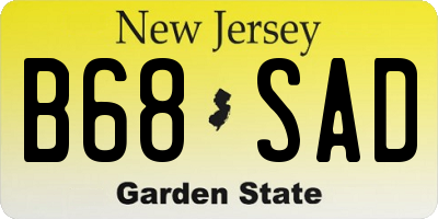 NJ license plate B68SAD