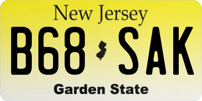 NJ license plate B68SAK