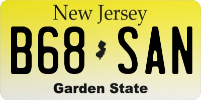 NJ license plate B68SAN