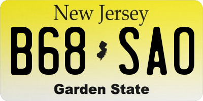 NJ license plate B68SAO