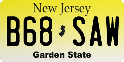 NJ license plate B68SAW