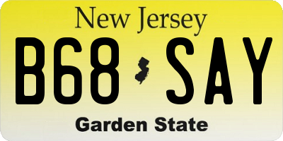 NJ license plate B68SAY