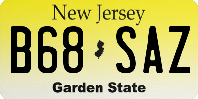 NJ license plate B68SAZ