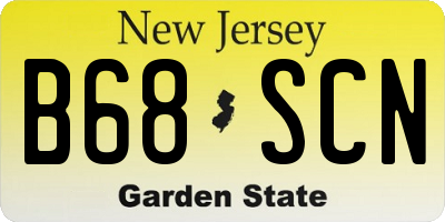 NJ license plate B68SCN