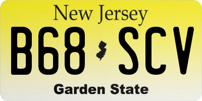 NJ license plate B68SCV