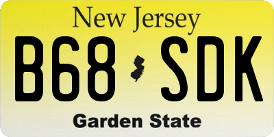 NJ license plate B68SDK