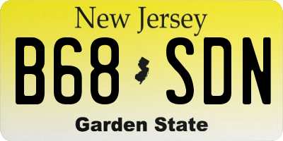 NJ license plate B68SDN