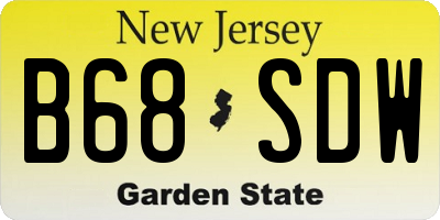 NJ license plate B68SDW
