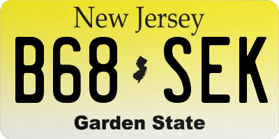 NJ license plate B68SEK