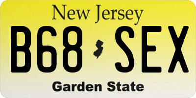 NJ license plate B68SEX