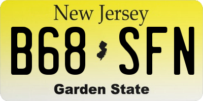 NJ license plate B68SFN