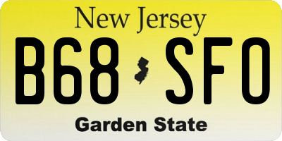 NJ license plate B68SFO