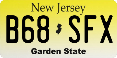 NJ license plate B68SFX