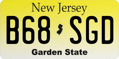 NJ license plate B68SGD
