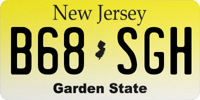 NJ license plate B68SGH