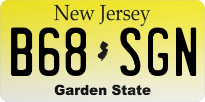 NJ license plate B68SGN