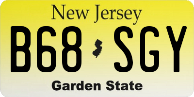 NJ license plate B68SGY