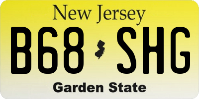 NJ license plate B68SHG