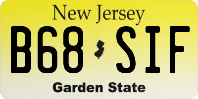 NJ license plate B68SIF