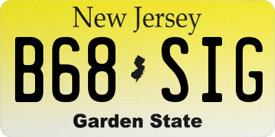 NJ license plate B68SIG