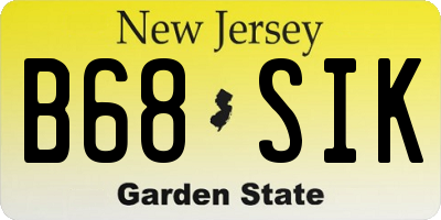NJ license plate B68SIK