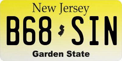 NJ license plate B68SIN